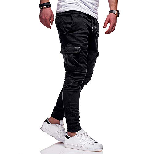 Pantalón Chandal Hombre Pantalones Deportivos Casual Multi-Bolsillo con Cordones Ajustado Fitness Gym Invierno Tallas Grandes Jogging de Hip-Hop Gusspower