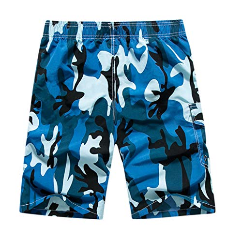 Pantalones Cortos Hombre Verano 2019 Nuevo SHOBDW Tallas Grandes Pantalones de Playa Bañador Cordón Suelto Pantalones Hombre Camuflaje Casual Pantalones Cortos Hombre Deporte(Azul,3XL)