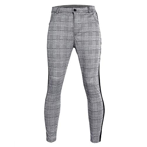 Pantalones de Hombre Casuales Deporte Pantalón De Chándal Jogger Impresión a Cuadros Cintura Flexible Pantalones Largos con Efecto Lavado y cómodo para Hombre riou