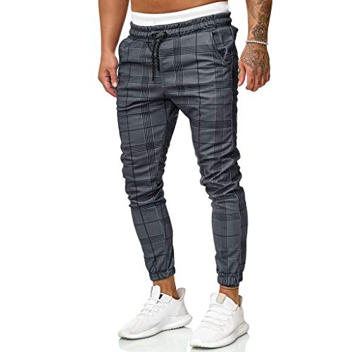 Pantalones Hombre Casuales Moda Impresión a Cuadros Deportivos Running Pants Jogging Pantalon Fitness Gym Slim Fit Pantalones Largos Ropa de Hombre Pantalones de Trekking vpass