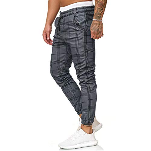 Pantalones Hombre Casuales Moda Impresión a Cuadros Deportivos Running Pants Jogging Pantalon Fitness Gym Slim Fit Pantalones Largos Ropa de Hombre Pantalones de Trekking vpass