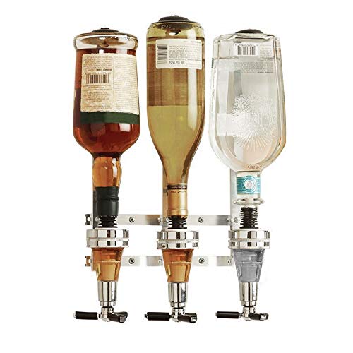 Panthem - Dispensador de 3 botellas para bebidas con soporte de pared para bebidas alcohólicas, bar o mayordomo