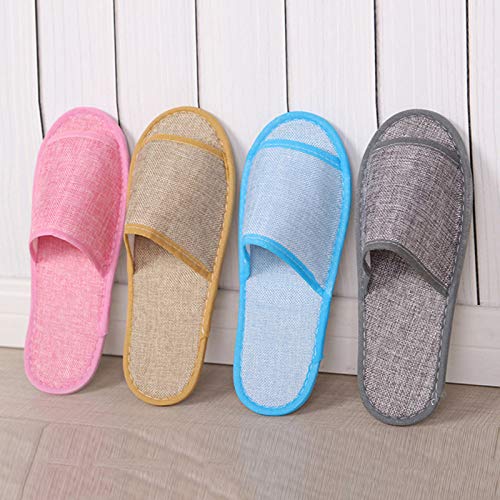 Pantuflas Algodón,Gris Zapatillas Transpirables Sencillas Y Cómodas Con Punta Abierta Inn Hotel Suministros Desechables Zapatillas De Lino Para Hostelería En El Hogar De Verano Zapatillas Casuale