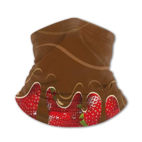 Pañuelo para la Cara de los niños Fresas de Fresa con Chocolate derretido Confitería Fruta Delicias Dulces Comida Arte Mascarilla Facial roja marrón