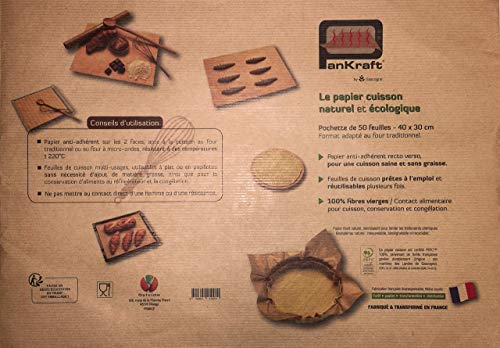 Papel de Horno ecológico - Natural, sin blanquear - Calidad Profesional - Forma Rectangular - 30 x 40 cm - Pack de 50 Hojas