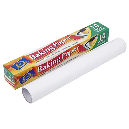 Papel para hornear DTD SIN CALABAZA / CALIDAD ALIMENTARIA / MICROONDAS Y HORNO Rollo de papel SEGURO Perfectamente útil y cómodo para hornear, galletas, pizzas | Tamaño y peso: 300 mm X 10 M X 35 g