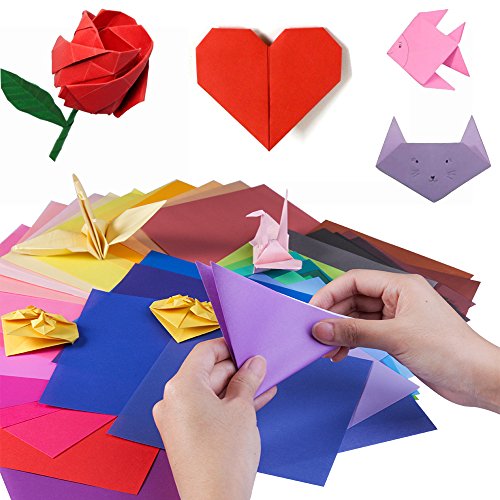 Papel para papiroflexia 100 hojas, Opret Papel de Origami Set para niños y adultos 20x20 cm/ 8x8 in 50 Colores Para Proyectos de Artes y Oficios