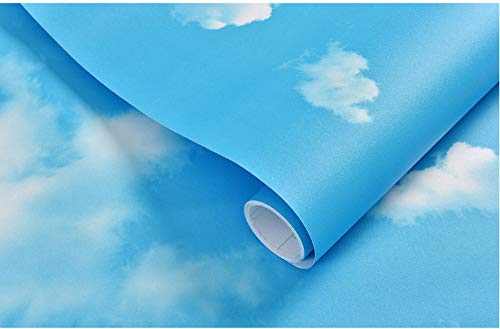 Papel pintado autoadhesivo Papel tapiz autoadhesivo cielo azul y nubes blancas papel tapiz impermeable pared de la sala 3d pegatinas de pared sólidas 60 x 100 cm