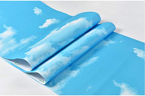 Papel pintado autoadhesivo Papel tapiz autoadhesivo cielo azul y nubes blancas papel tapiz impermeable pared de la sala 3d pegatinas de pared sólidas 60 x 100 cm