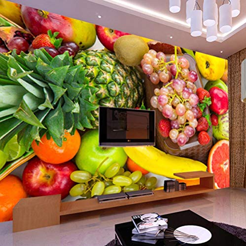 Papel Pintado Grande 3D No Tejido Papel Tapiz Fotográfico Cocina Frutería Restaurante Fondo Decoración De Pared Frutas Verduras Mural De Pared @ 200 * 140