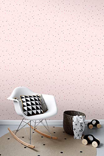 papel pintado puntos lunares rosa y gris cálido - 139051 - de ESTAhome.nl