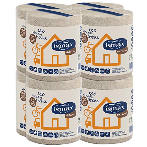 Papel Secamanos Cocina Rollo Multiusos Pack 8 unidades 69 metros Eco Reciclado 300 servicios - 2 Capas Bobina Absorbente Ecologico EXTRA XXL