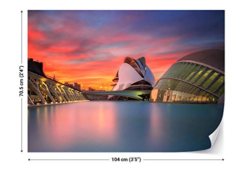 Papel Tapiz Fotomural - Valencia Ciudad De Las Artes Y Las Ciencias - Tema Ciudades - MUESTRA - 104cm x 70.5cm (an. x alto) - 1 Tiras - impreso en papel 130g/m2 EasyInstall - 1X-1219380VEM