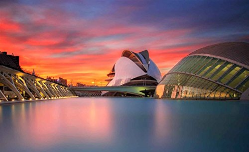 Papel Tapiz Fotomural - Valencia Ciudad De Las Artes Y Las Ciencias - Tema Ciudades - MUESTRA - 104cm x 70.5cm (an. x alto) - 1 Tiras - impreso en papel 130g/m2 EasyInstall - 1X-1219380VEM