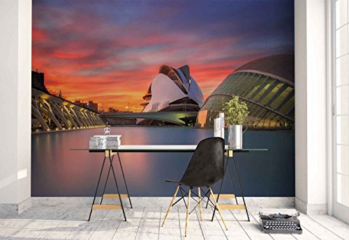 Papel Tapiz Fotomural - Valencia Ciudad De Las Artes Y Las Ciencias - Tema Ciudades - MUESTRA - 104cm x 70.5cm (an. x alto) - 1 Tiras - impreso en papel 130g/m2 EasyInstall - 1X-1219380VEM