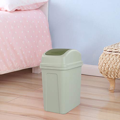 Papelera de basura pequeña de 7 litros con tapa basculante, cubo de basura de plástico, color verde