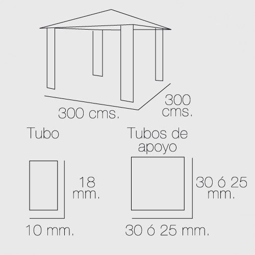 PAPILLON 8043307 Pérgola 3x3 Metros Plegable Aluminio, Metalizado, 123x22x22 cm