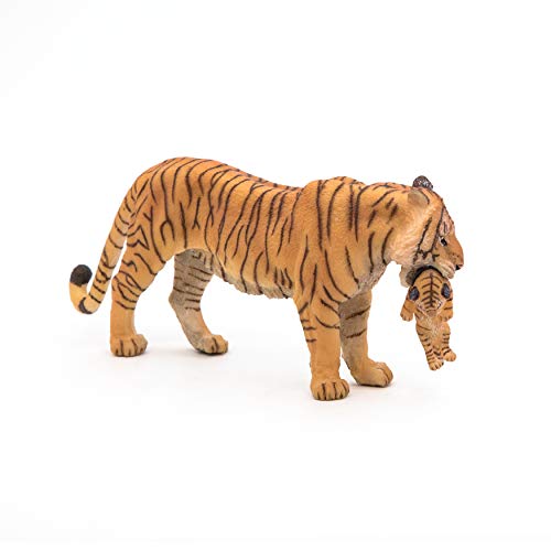 Papo- Figura Tigre Hembra con Cachorro 3,5X14,5X6,5CM, Multicolor (50118)