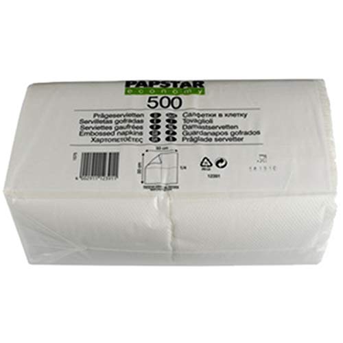 PAPSTAR 12391 Tissue Paper Color Blanco 500pieza(s) - Servilleta de Papel (Color Blanco, Tissue Paper, Monótono, 17 g/m², 330 mm, 33 cm)