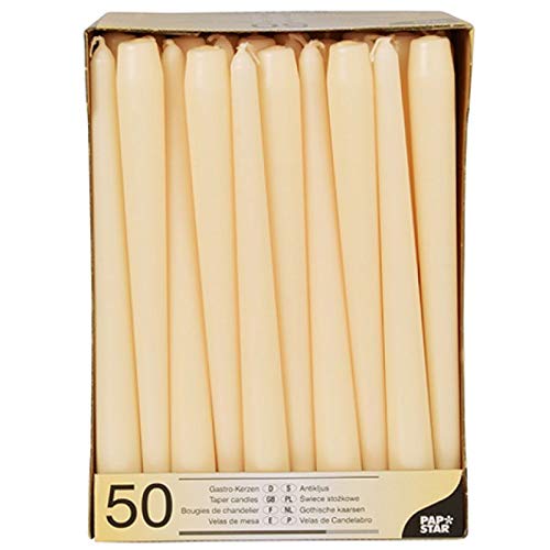 Papstar 17966 50 - Velas (diámetro 2,2 x 25 cm), Blanco, paquete de 50