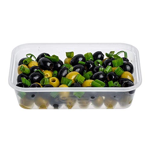 Paquete de 10 recipientes rectangulares de plástico para alimentos, con tapas, a prueba de fugas, sin BPA, aptos para microondas, frigorífico y congelador, reciclables, lavables, 500 ml