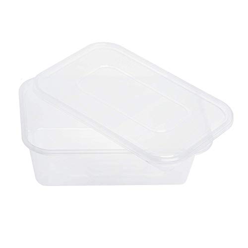 Paquete de 10 recipientes rectangulares de plástico para alimentos, con tapas, a prueba de fugas, sin BPA, aptos para microondas, frigorífico y congelador, reciclables, lavables, 500 ml