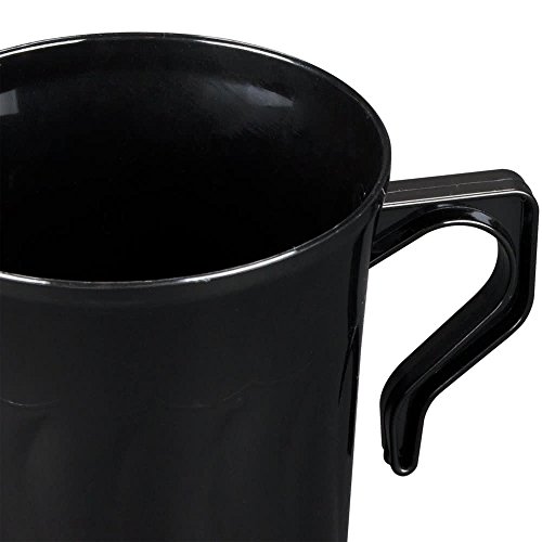 Paquete de 16 tazas de café de plástico duro elegante, 220 ml, color negro