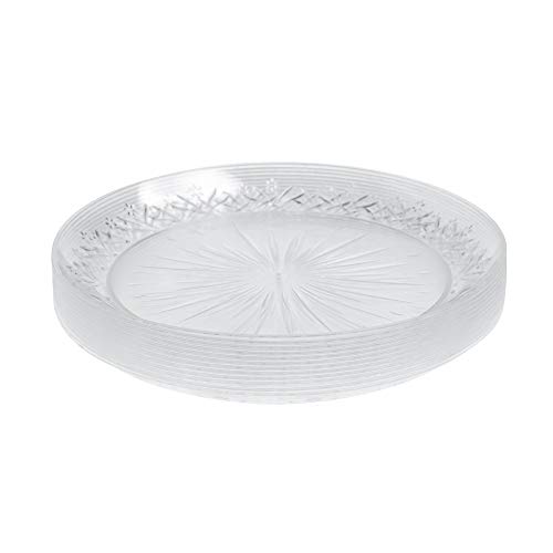 Paquete de 24 platos de plástico duro transparente ~ 18 cm (7 pulgadas) ~ elegantes platos de ensalada de fiesta, desechables, reutilizables, ideales para fiestas, bodas, eventos de catering y Navidad