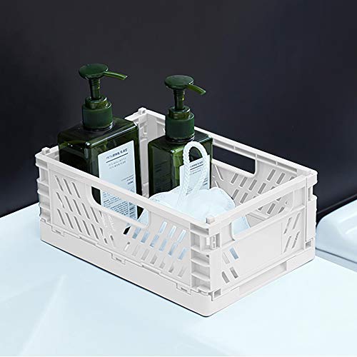 Paquete de 4 cestas de almacenamiento de plástico, cajas plegables de almacenamiento, cesta organizador para alimentos, frutas, verduras, cocina y baño