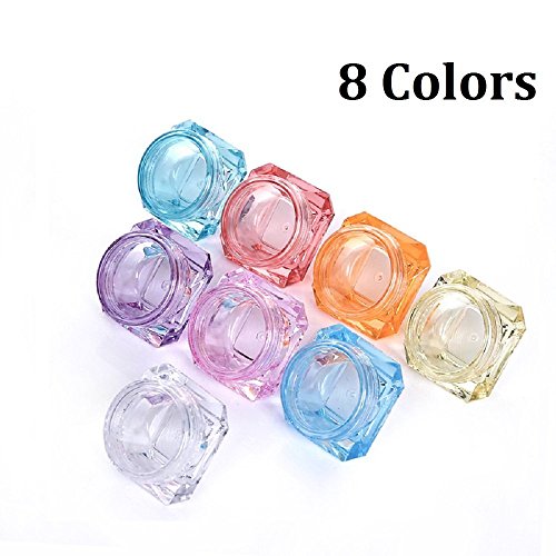 (Paquete de 40) tarros de pote en Forma de Diamante plástico vacíos de 5 Gramos, envases de cosméticos en Polvo para uñas Crema para Ojos, 8 Colores, 5 Piezas Cada Color (5 ml)