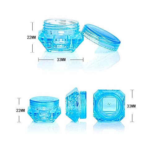 (Paquete de 40) tarros de pote en Forma de Diamante plástico vacíos de 5 Gramos, envases de cosméticos en Polvo para uñas Crema para Ojos, 8 Colores, 5 Piezas Cada Color (5 ml)