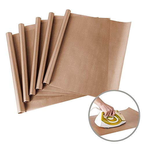 Paquete de 5 hojas de teflón de PTFE para transferencia de calor antiadherente, 16 x 24 pulgadas, resistente al calor