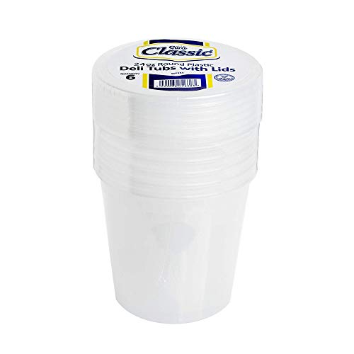 Paquete de 6 recipientes redondos de plástico para alimentos con tapas antigoteo, sin bisfenol A, aptos para microondas, frigorífico y congelador, reciclables, lavables y reutilizables, 710ml (24oz)