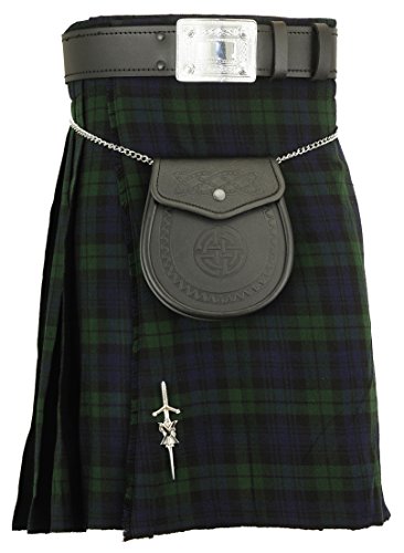 Para hombre blackwatch tradicional para falda escocesa Scottish Highland Tartan e instrucciones para hacer vestidos, cintura 38 inch ( 96 cm)