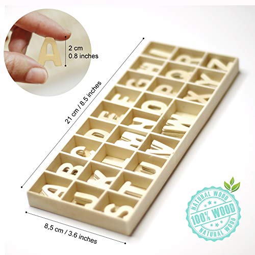 PARAES Letras de madera color natural - 130 letras - Letras madera - Letras de madera decorativas - Nombre madera - Madera manualidades - abecedario para niño - juego de letras - s