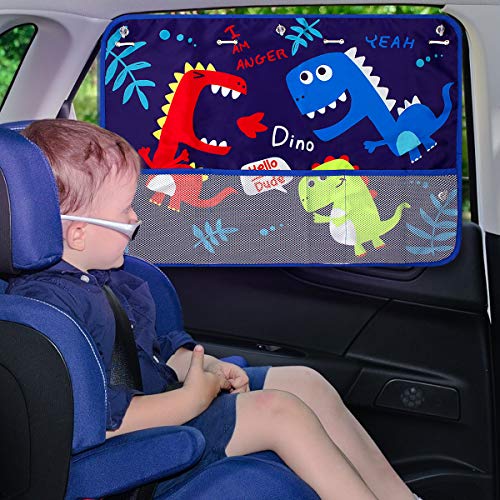 Parasol coche infantil con protección UV, ASUG Sombrillas para ventana lateral Creative Car con bolsa de malla de almacenamiento Cortina autoadhesiva para niños Baby Pet - 19.7 * 27.6in