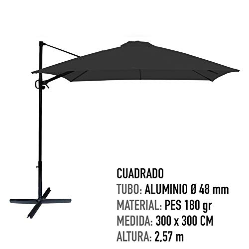 Parasol EXCENTRICO Roma 300X300 CM - MASTIL Aluminio D48 CM