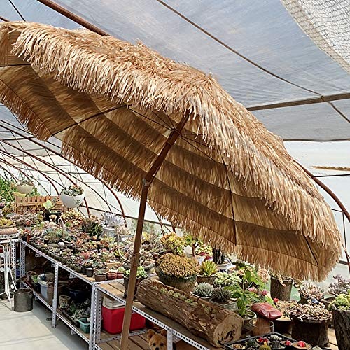 Parasol LWMQ Sombrilla Playa/Estilo Hawaiano/Aplicar al Mercado de Patio de jardín de césped de Playa - Protección UV Impermeable,Inclinada/Ajustable,210 cm Paja Sombrilla