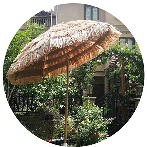 Parasol LWMQ Sombrilla Playa/Estilo Hawaiano/Aplicar al Mercado de Patio de jardín de césped de Playa - Protección UV Impermeable,Inclinada/Ajustable,210 cm Paja Sombrilla