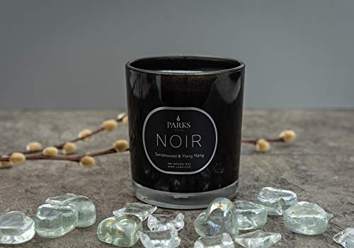 Parks London Noir - Vela de Cera 100% Natural - Vela Minimalista con Cera de combustión Natural - Mecha única de Larga duración 45 Horas de Limpieza