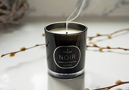 Parks London Noir - Vela de Cera 100% Natural - Vela Minimalista con Cera de combustión Natural - Mecha única de Larga duración 45 Horas de Limpieza