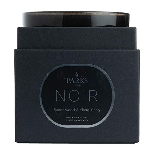 Parks London Noir - Vela de Cera 100% Natural - Vela Minimalista con Cera de combustión Natural - Mecha única de Larga duración 45 Horas de Limpieza