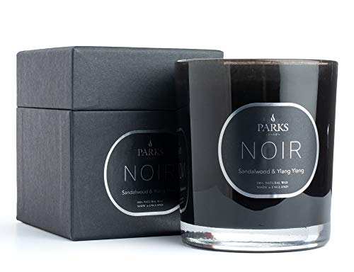 Parks London Noir - Vela de Cera 100% Natural - Vela Minimalista con Cera de combustión Natural - Mecha única de Larga duración 45 Horas de Limpieza