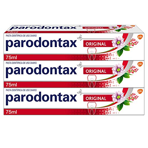 Parodontax Original - Pasta de Dientes que Ayuda A Detener y Prevenir El Sangrado de Encías, Sabor Menta y Jengibre - Pack de 3 x 75 ml