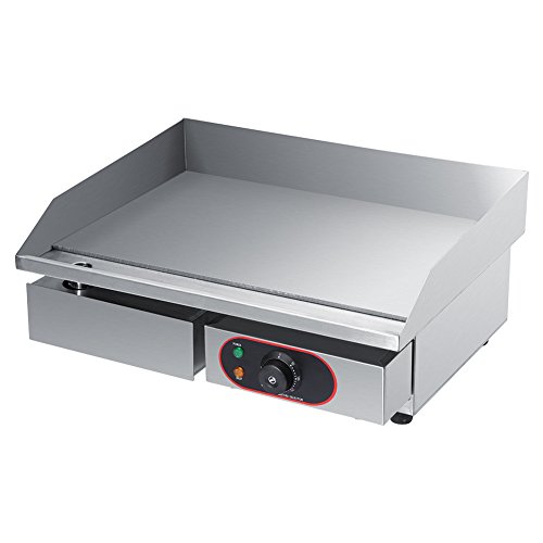 Parrillas Eléctricas Barbacoa, Plancha Eléctrica de 3000W Acero Inoxidable Placa Caliente Comercial Parrilla de Barbacoa con Cajón de Aceite Extraíble Rango de Temperatura: 50-300 ℃, EU Plug