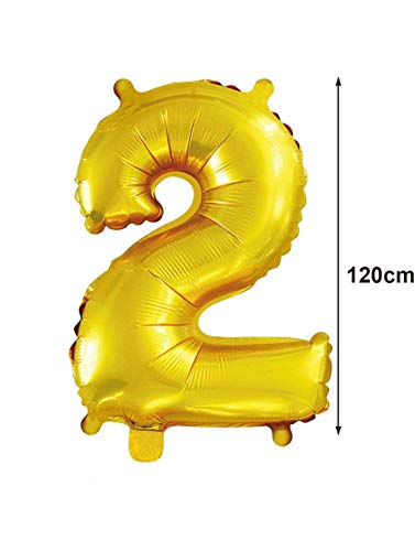 PARTY Globo Número Gigante en Color Dorado Metalizado Ideal para Fiesta de cumpleaños y Aniversarios - 105 cm - 40 Pulgadas - Hinchable - Tamaño Grande (2)