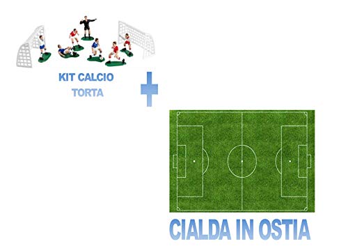 Party Store web by casa dolce casa Kit fútbol 2 Puertas y 6 Jugadores 1 aribtro + oblea Campo de fútbol oblea para Tarta Campo de fútbol - Kit n.° 1 CDC (1 oblea de Ostia, 1 Kit de fútbol Tarta)