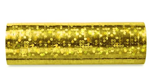 PartyDeco. Paquete de 18 Rollos de bengalas olografiche, Color Oro, shn-019 