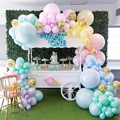 PartyWoo Pastel Globos 80 Piezas Globos de Látex en Colores Pastel Surtidos y Globos de Confeti Decoraciones de Fiesta Colores Pastel para Cumpleaños de Niñas, Baby Shower, Boda