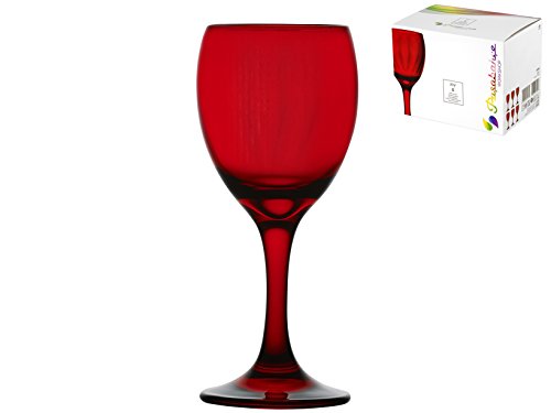 Pasabahçe - Juego de 6 copas para vino - Línea Optic - Color rojo - Capacidad 20 cl - Ideal para decorar su mesa - Modelo n. 5561520